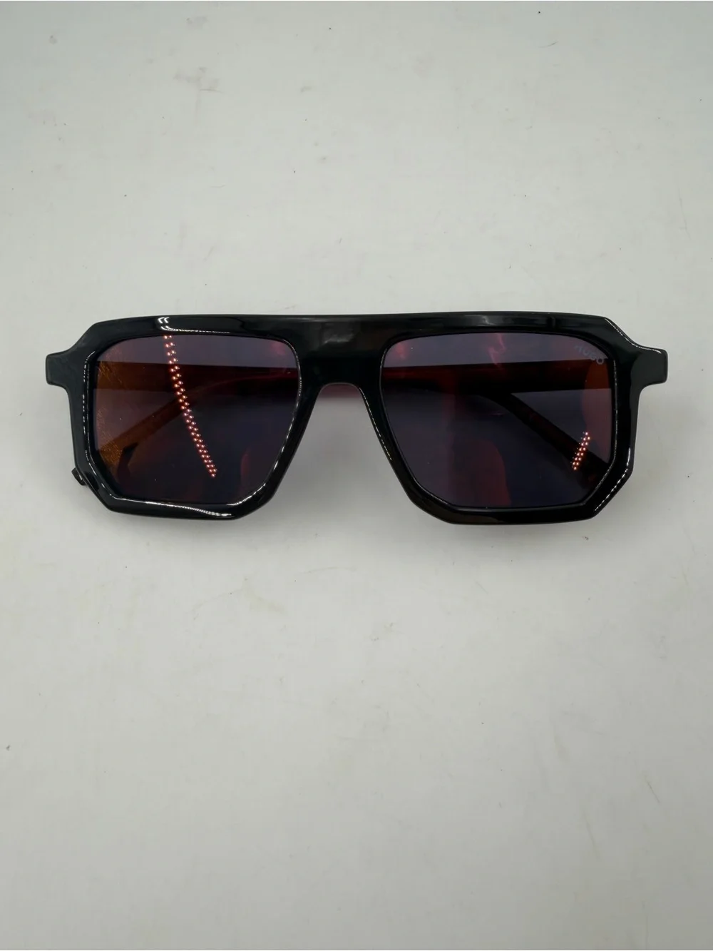 Hugo Boss Men’s HG 1312/S Black Red Rectangular Sunglasses 53 17 145